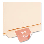 Numerical End Tab File Folder Labels, 2, 1.5 X 1.5, Pink, 250/roll