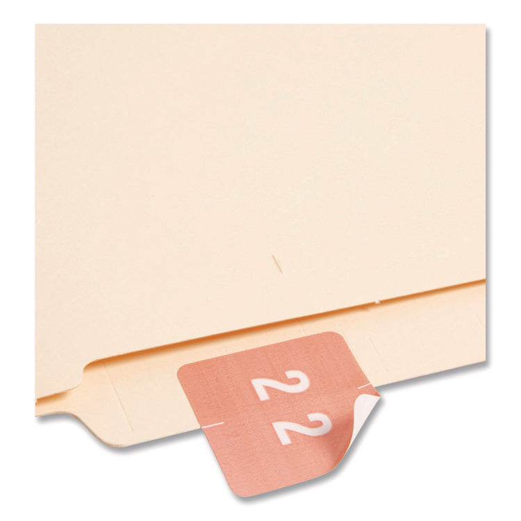 Numerical End Tab File Folder Labels, 2, 1.5 X 1.5, Pink, 250/roll