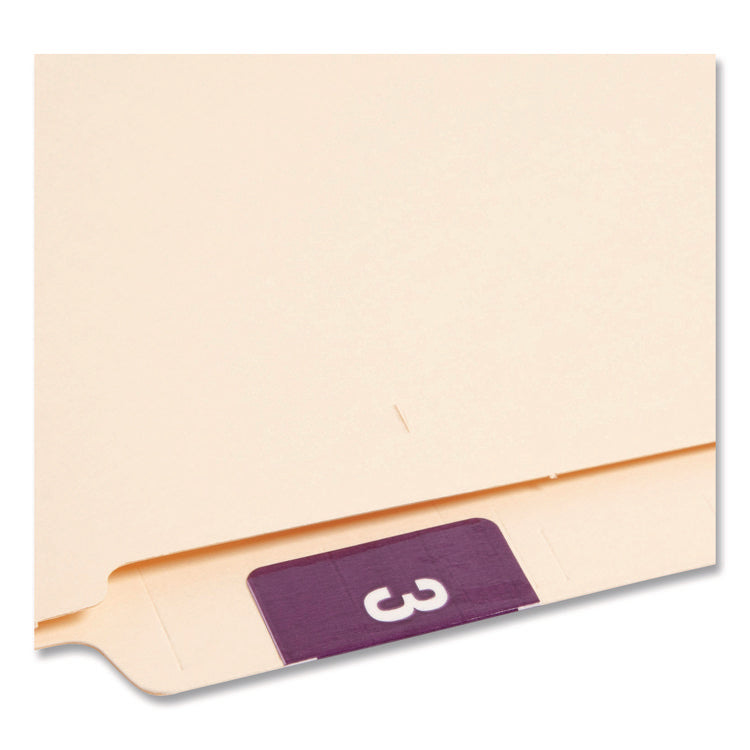 Numerical End Tab File Folder Labels, 3, 1.5 X 1.5, Purple, 250/roll