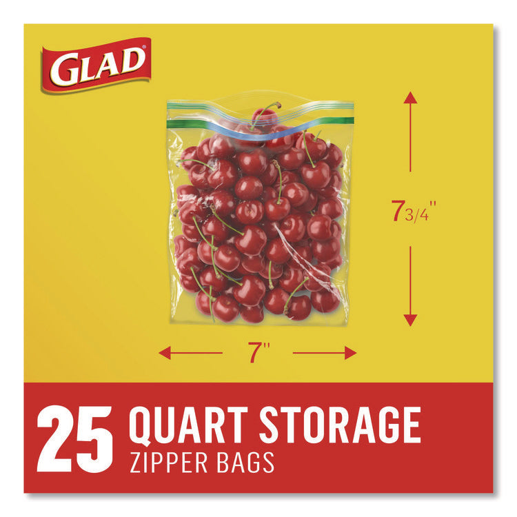 Zipper Food Storage Plastic Bags, Quart Size, 7.75 x 7, Clear, 25 Bags/Box, 12 Boxes/Carton