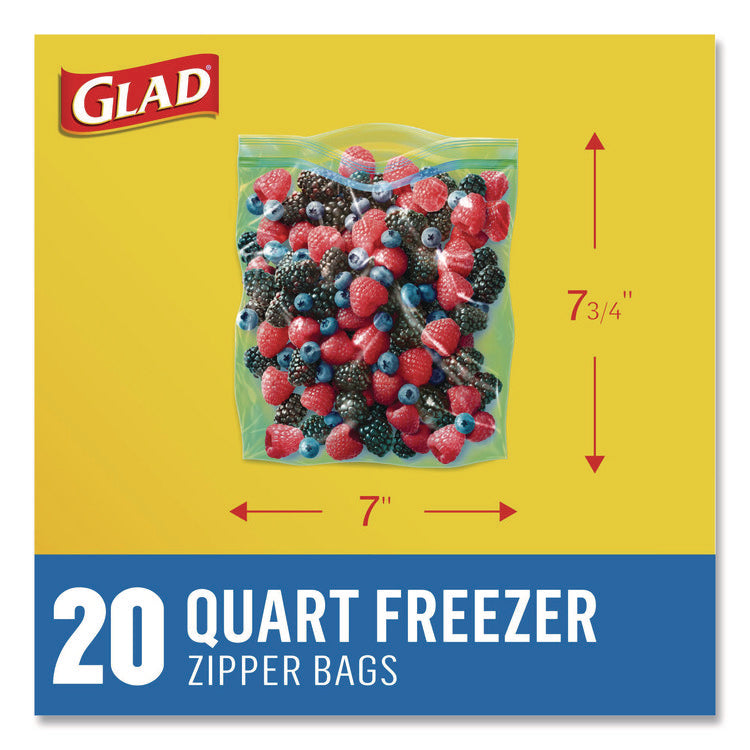 Zipper Food Storage Plastic Bags, Freezer Bags, Quart Size, 7.75 x 8.44, Clear, 20 Bags/Box, 12 Boxes/Carton