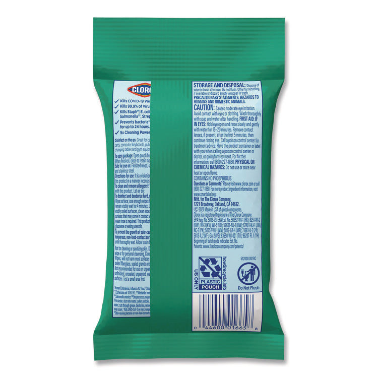 Disinfecting Wipes, On the Go Bleach Free Travel Wipes, 1-Ply, 6.53 x 2.79, Fresh Scent, White, 9/Pack, 24 Packs/Carton