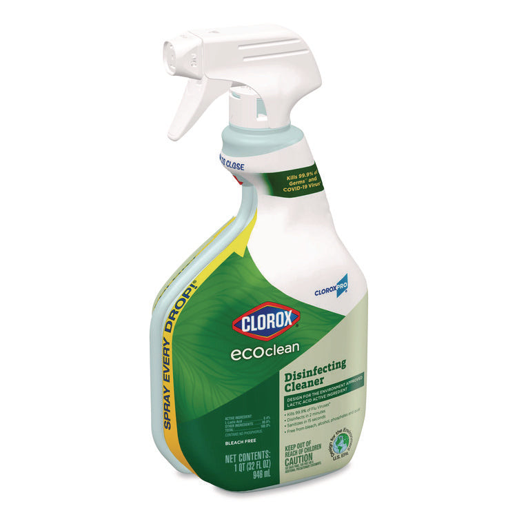 Clorox Pro EcoClean Disinfecting Cleaner, Unscented, 32 oz Spray Bottle, 9/Carton