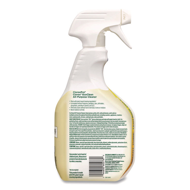 Clorox Pro EcoClean All-Purpose Cleaner, Unscented, 32 oz Spray Bottle, 9/Carton