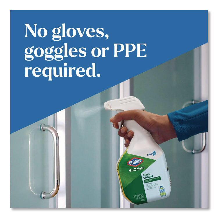 Clorox Pro EcoClean Glass Cleaner, Unscented, 32 oz Spray Bottle, 9/Carton