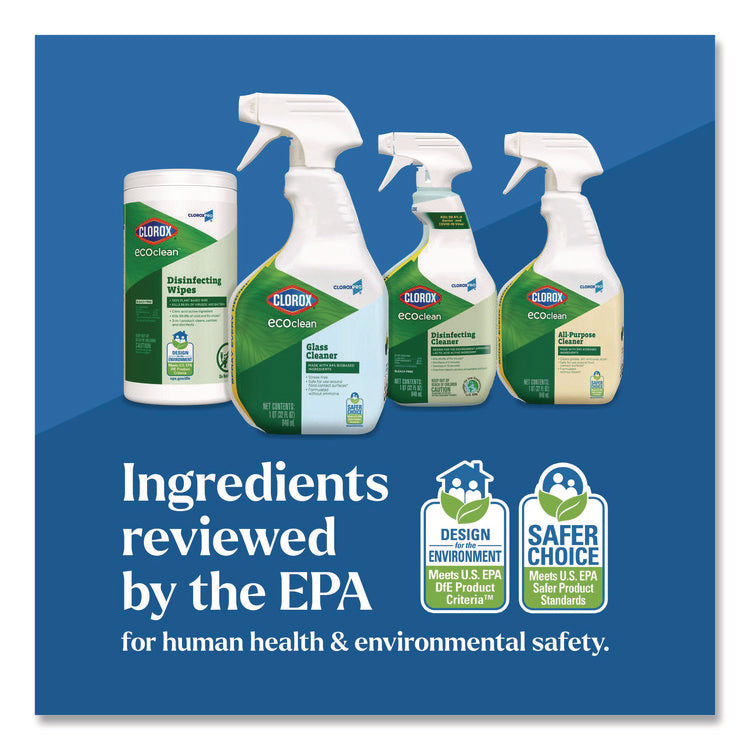 Clorox Pro EcoClean Glass Cleaner, Unscented, 32 oz Spray Bottle, 9/Carton
