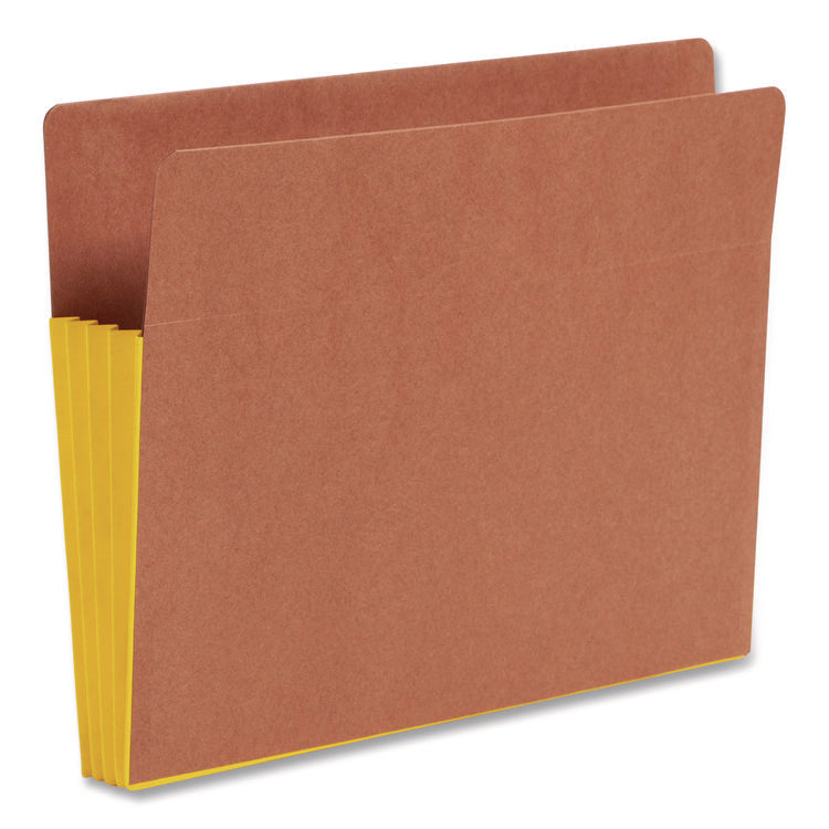 Redrope Drop-Front End Tab File Pockets, Fully Lined 6.5" High Gussets, 3.5" Expansion, Letter Size, Redrope/Yellow, 10/Box