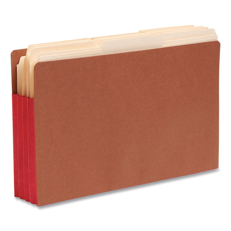 Redrope Drop-Front End Tab File Pockets, Fully Lined 6.5" High Gussets, 3.5" Expansion, Legal Size, Redrope/Red, 10/Box