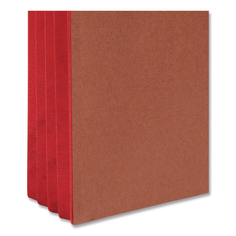 Redrope Drop-Front End Tab File Pockets, Fully Lined 6.5" High Gussets, 3.5" Expansion, Legal Size, Redrope/Red, 10/Box