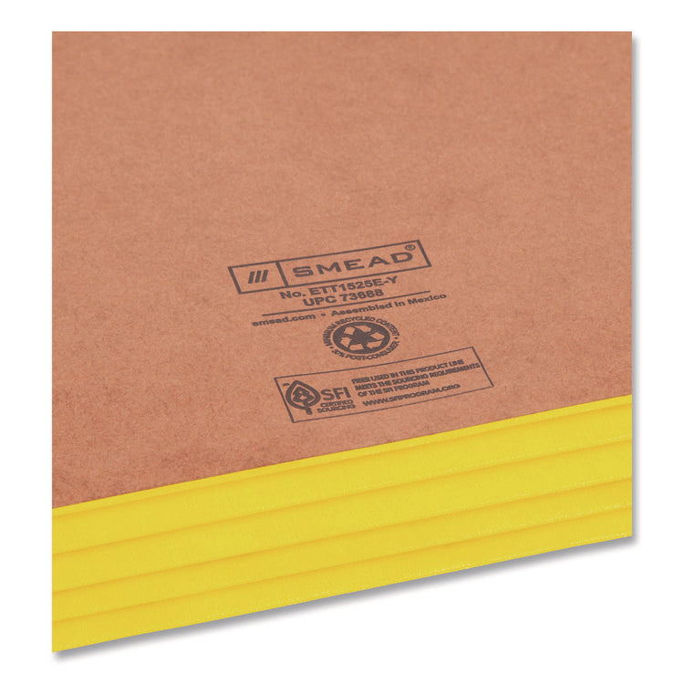 Redrope Drop-Front End Tab File Pockets, Fully Lined 6.5" High Gussets, 3.5" Expansion, Letter Size, Redrope/Yellow, 10/Box