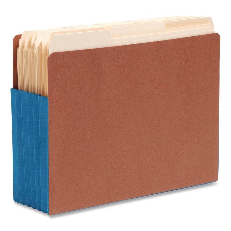 Redrope Drop-Front End Tab File Pockets, Fully Lined 6.5" High Gussets, 5.25" Expansion, Letter Size, Redrope/Blue, 10/Box