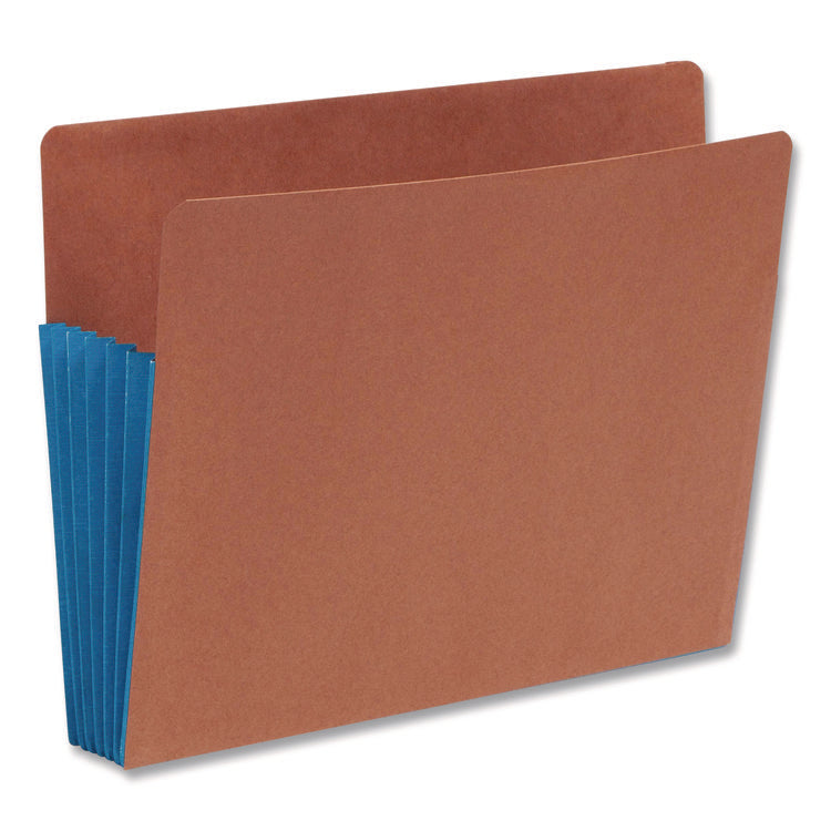 Redrope Drop-Front End Tab File Pockets, Fully Lined 6.5" High Gussets, 5.25" Expansion, Letter Size, Redrope/Blue, 10/Box
