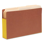 Redrope Drop-Front End Tab File Pockets, Fully Lined 6.5" High Gussets, 3.5" Expansion, Legal Size, Redrope/Yellow, 10/Box