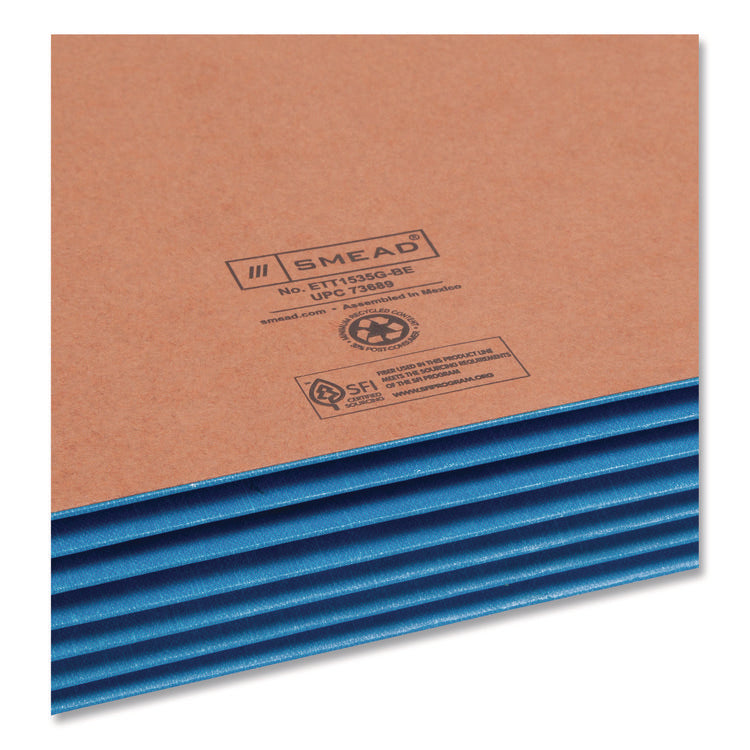 Redrope Drop-Front End Tab File Pockets, Fully Lined 6.5" High Gussets, 5.25" Expansion, Letter Size, Redrope/Blue, 10/Box