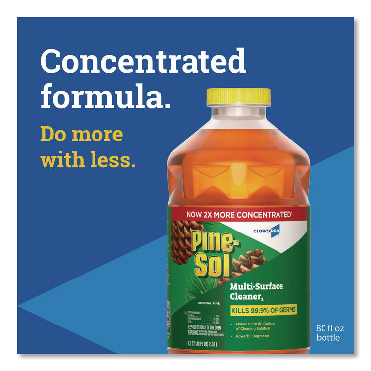 CloroxPro Multi-Surface Cleaner Disinfectant Concentrated, Original Pine Scent, 80 oz Bottle, 3/Carton