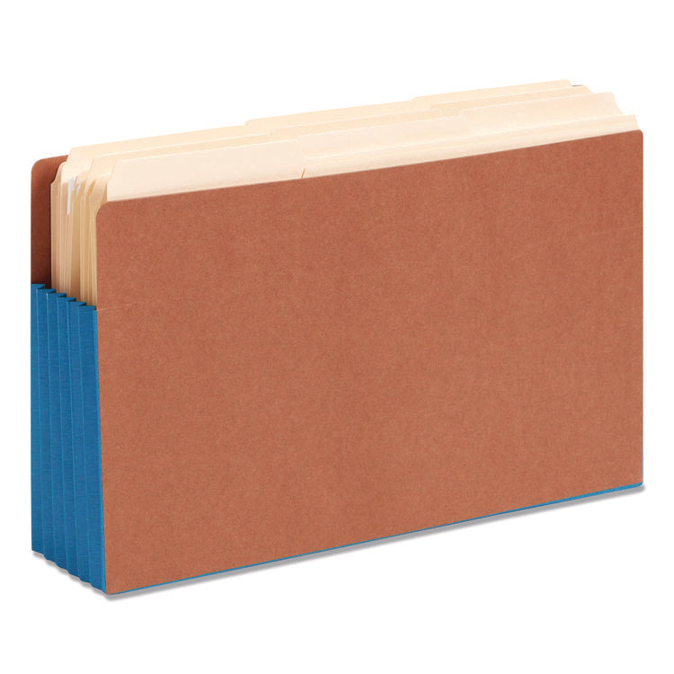 Redrope Drop-Front End Tab File Pockets, Fully Lined 6.5" High Gussets, 5.25" Expansion, Legal Size, Redrope/Blue, 10/Box