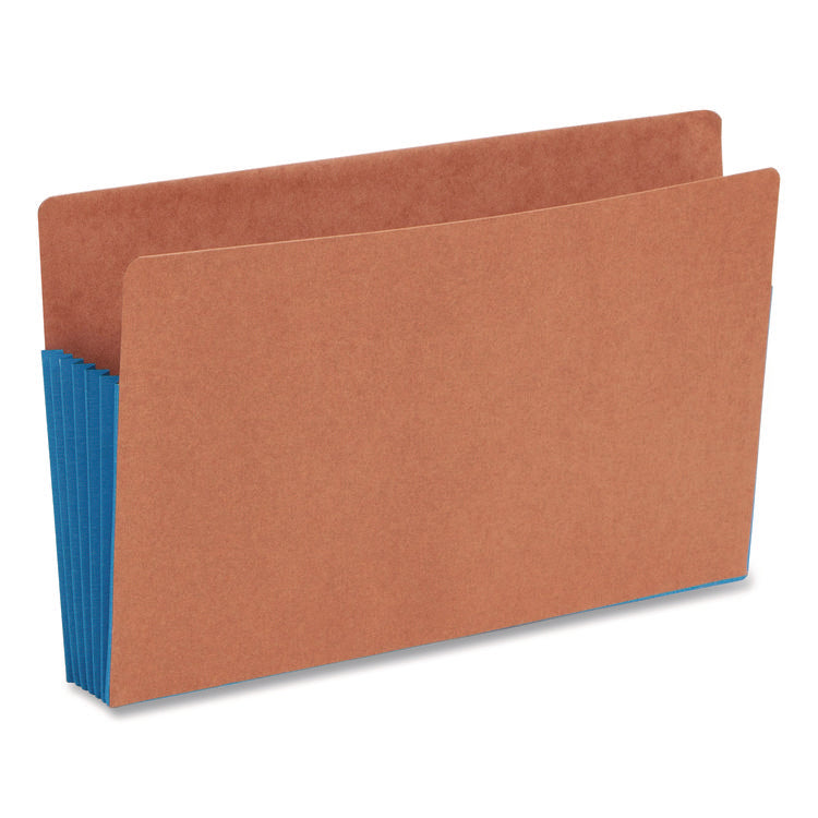 Redrope Drop-Front End Tab File Pockets, Fully Lined 6.5" High Gussets, 5.25" Expansion, Legal Size, Redrope/Blue, 10/Box