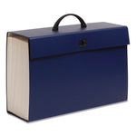 Expanding File Box, 16.63" Expansion, 19 Sections, Twist-Lock Latch Closure, 2/5-Cut Tabs, Legal Size, Blue