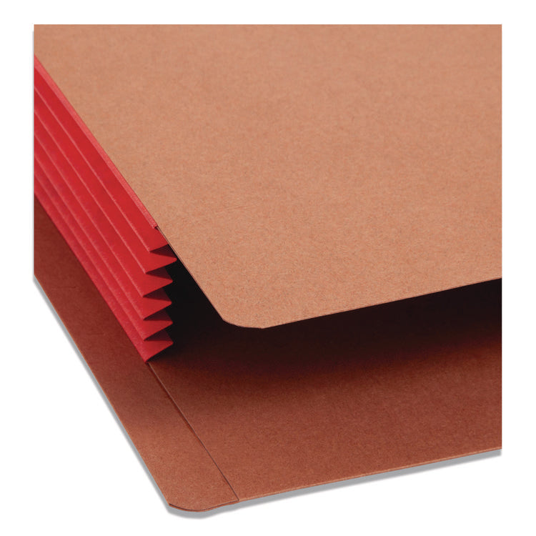 Redrope Drop-Front End Tab File Pockets, Fully Lined 6.5" High Gussets, 5.25" Expansion, Letter Size, Redrope/Red, 10/Box