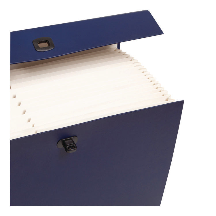 Expanding File Box, 16.63" Expansion, 19 Sections, Twist-Lock Latch Closure, 2/5-Cut Tabs, Legal Size, Blue