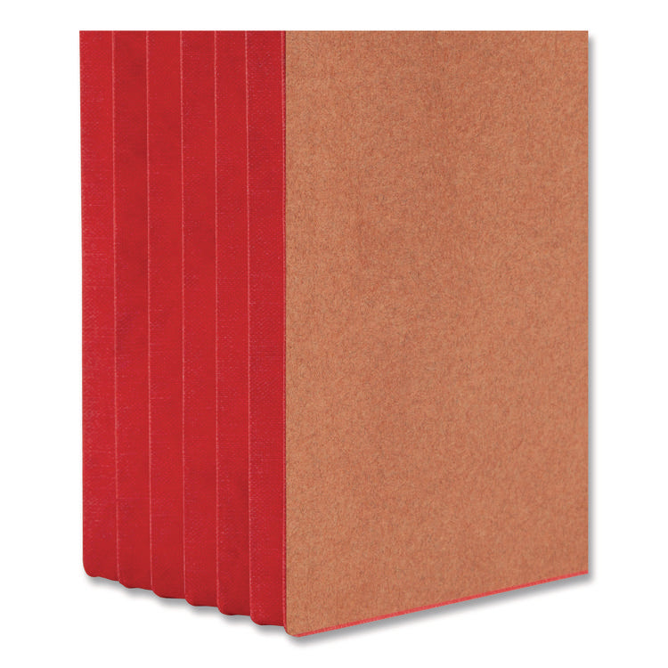 Redrope Drop-Front End Tab File Pockets, Fully Lined 6.5" High Gussets, 5.25" Expansion, Letter Size, Redrope/Red, 10/Box