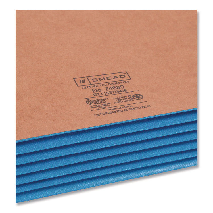 Redrope Drop-Front End Tab File Pockets, Fully Lined 6.5" High Gussets, 5.25" Expansion, Legal Size, Redrope/Blue, 10/Box