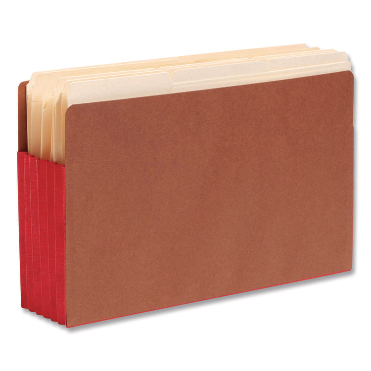Redrope Drop-Front End Tab File Pockets, Fully Lined 6.5" High Gussets, 5.25" Expansion, Legal Size, Redrope/Red, 10/Box
