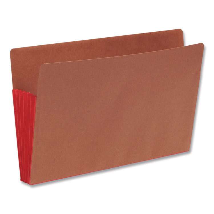 Redrope Drop-Front End Tab File Pockets, Fully Lined 6.5" High Gussets, 5.25" Expansion, Legal Size, Redrope/Red, 10/Box