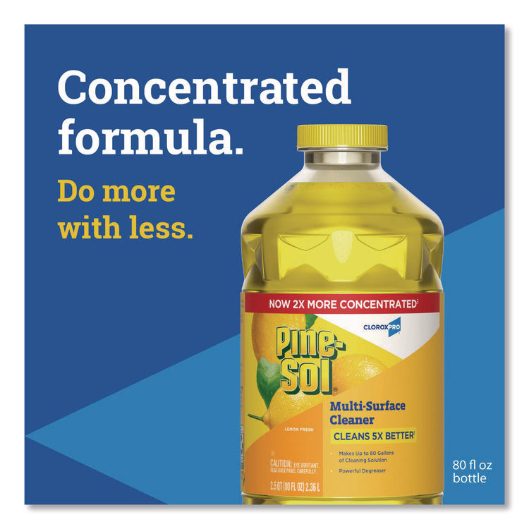 CloroxPro Multi-Surface Cleaner Concentrated, Lemon Fresh Scent, 80 oz Bottle, 3/Carton