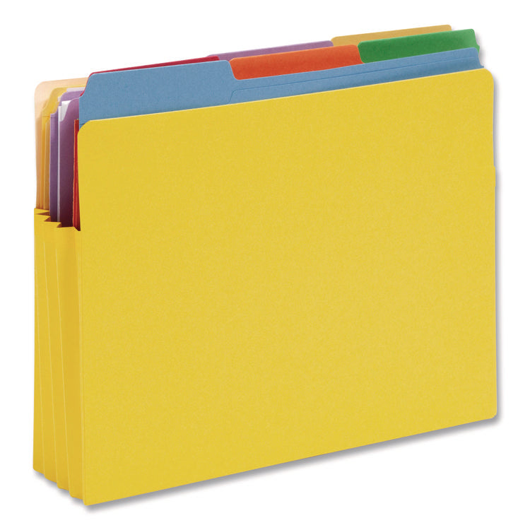 Colored File Pockets, 3.5" Expansion, Letter Size, Assorted Colors, 5/Pack