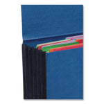 Extra-Wide Expanding Wallets with Elastic Cord, 5.25" Expansion, 1 Section, Elastic Cord Closure, Letter Size, Navy Blue