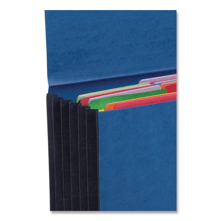 Extra-Wide Expanding Wallets with Elastic Cord, 5.25" Expansion, 1 Section, Elastic Cord Closure, Letter Size, Navy Blue