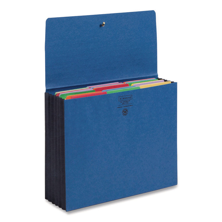 Extra-Wide Expanding Wallets with Elastic Cord, 5.25" Expansion, 1 Section, Elastic Cord Closure, Letter Size, Navy Blue