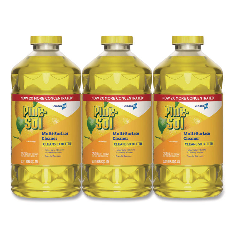 CloroxPro Multi-Surface Cleaner Concentrated, Lemon Fresh Scent, 80 oz Bottle, 3/Carton