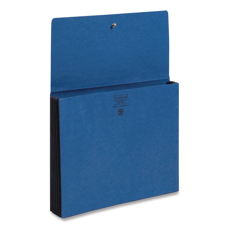 Extra-Wide Expanding Wallets with Elastic Cord, 5.25" Expansion, 1 Section, Elastic Cord Closure, Letter Size, Navy Blue