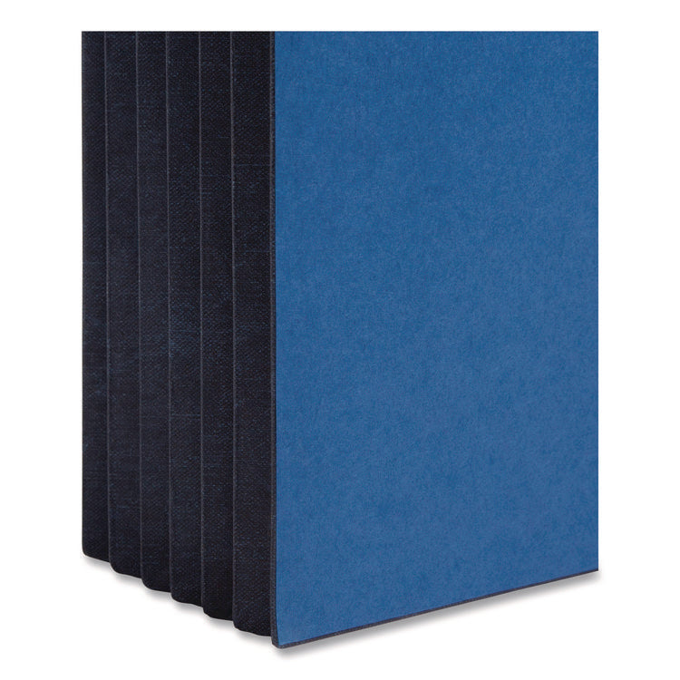 Extra-Wide Expanding Wallets with Elastic Cord, 5.25" Expansion, 1 Section, Elastic Cord Closure, Letter Size, Navy Blue