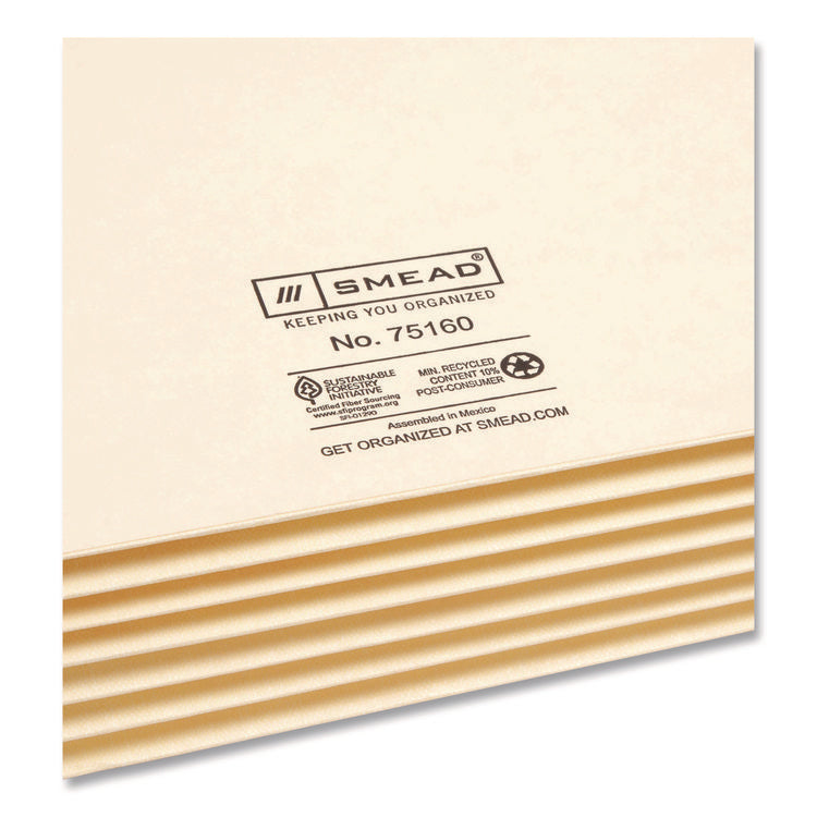 Manila End Tab Tuff Pockets, 5.25" Expansion, Letter Size, Manila, 10/box