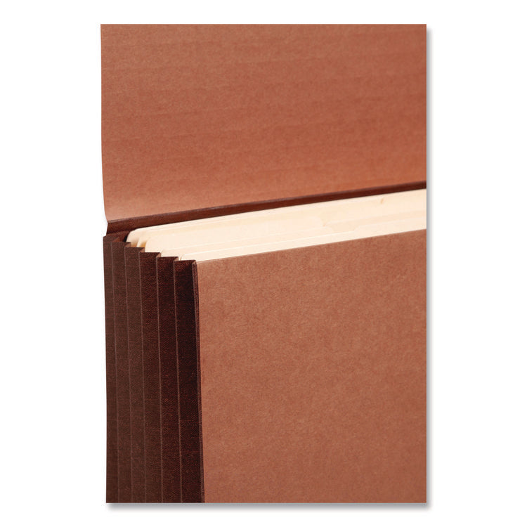 TUFF Expanding Wallets, 5.25" Expansion, 1 Section, Elastic Cord Closure, Legal Size, Redrope