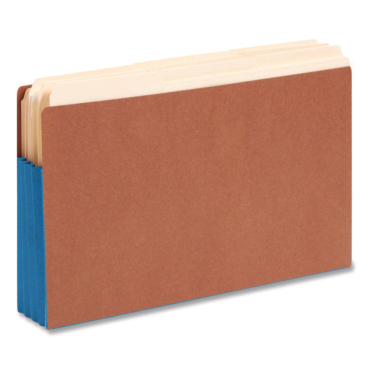 Redrope Drop-Front End Tab File Pockets, Fully Lined 6.5" High Gussets, 3.5" Expansion, Legal Size, Redrope/Blue, 10/Box