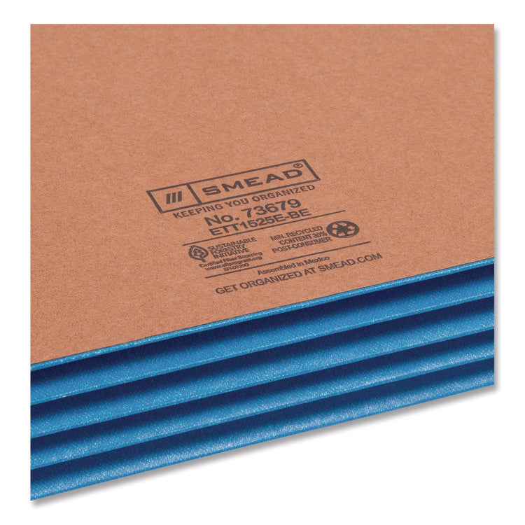 Redrope Drop-Front End Tab File Pockets, Fully Lined 6.5" High Gussets, 3.5" Expansion, Letter Size, Redrope/Blue, 10/Box