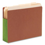 Redrope Drop-Front End Tab File Pockets, Fully Lined 6.5" High Gussets, 3.5" Expansion, Letter Size, Redrope/Green, 10/Box