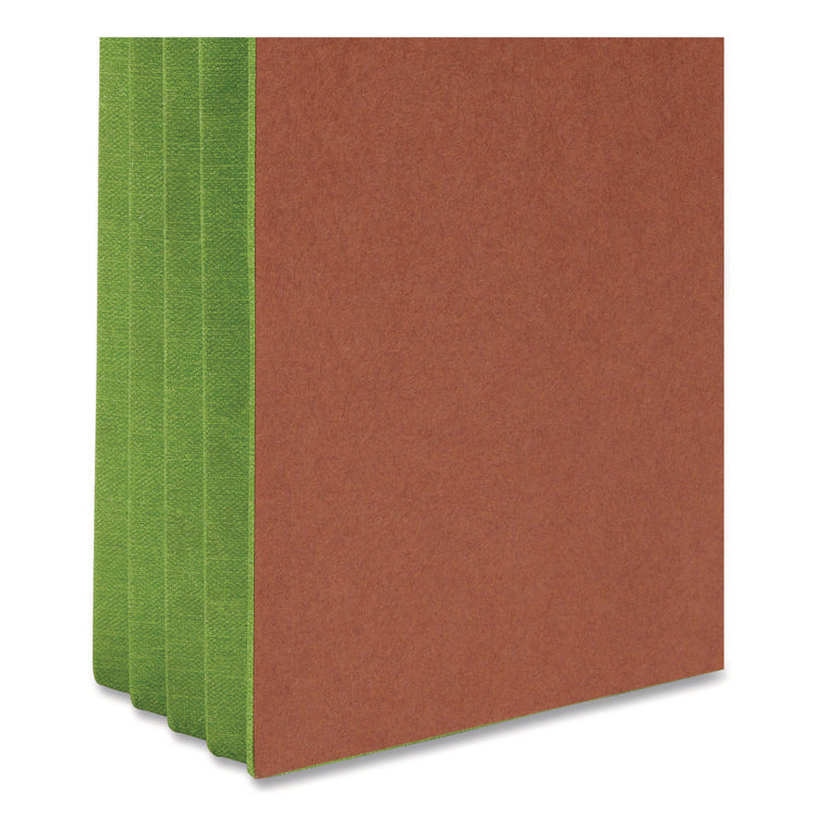 Redrope Drop-Front End Tab File Pockets, Fully Lined 6.5" High Gussets, 3.5" Expansion, Letter Size, Redrope/Green, 10/Box