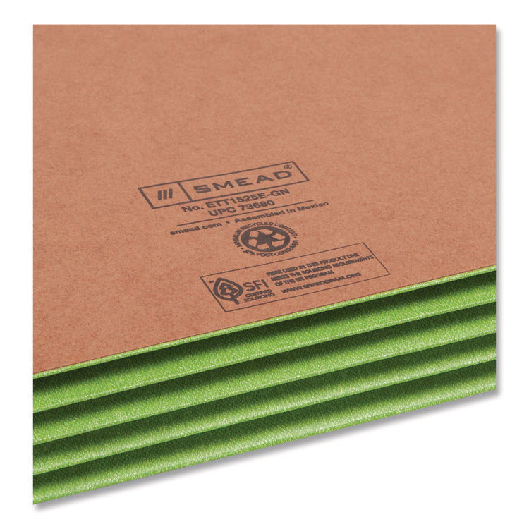 Redrope Drop-Front End Tab File Pockets, Fully Lined 6.5" High Gussets, 3.5" Expansion, Letter Size, Redrope/Green, 10/Box