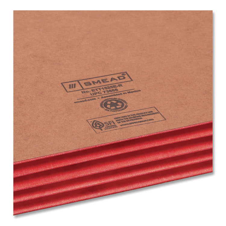 Redrope Drop-Front End Tab File Pockets, Fully Lined 6.5" High Gussets, 3.5" Expansion, Letter Size, Redrope/Red, 10/Box