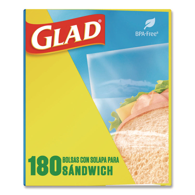 Fold Top Food Storage Plastic Sandwich Bags, 6.5 x 5.5, Clear, 180 Bags/Box, 12 Boxes/Carton