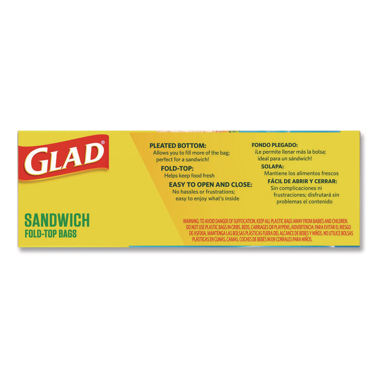 Fold Top Food Storage Plastic Sandwich Bags, 6.5 x 5.5, Clear, 180 Bags/Box, 12 Boxes/Carton