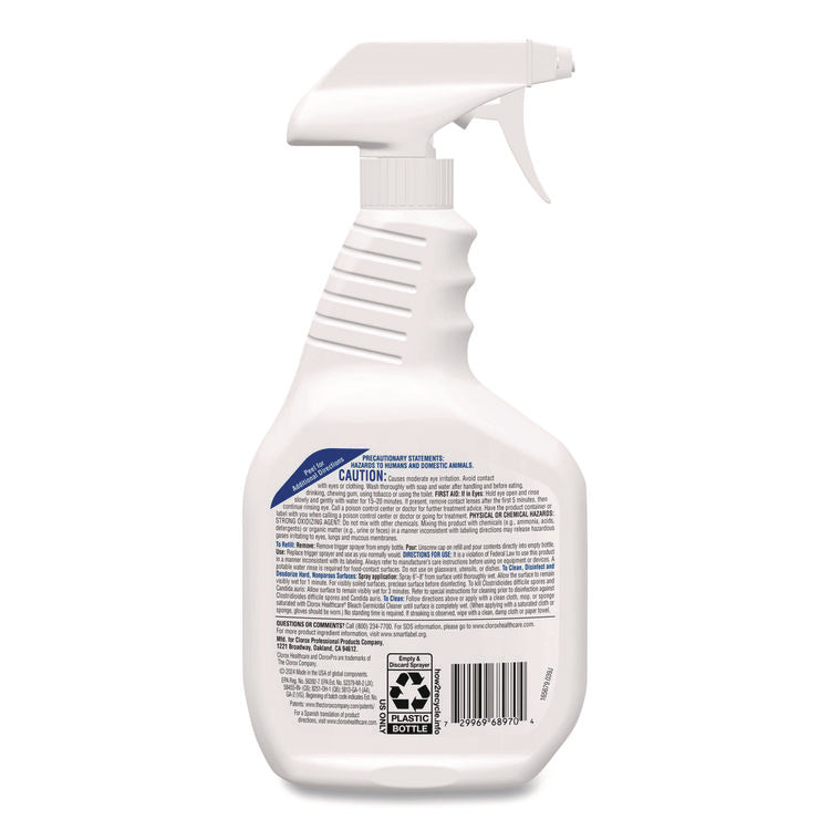 Bleach Germicidal Cleaner, 32 Oz Spray Bottle, 6/carton