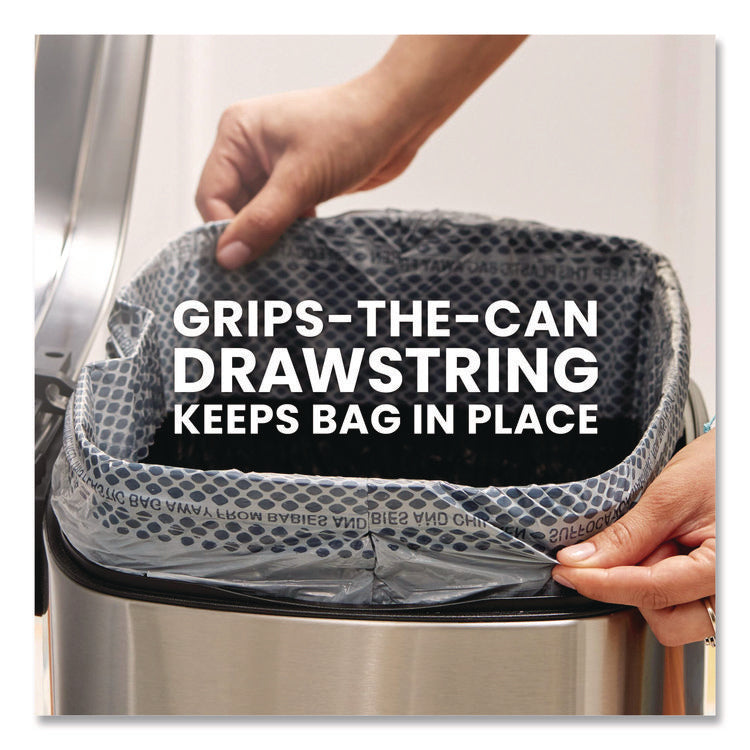 ForceFlex MaxStrength Tall Kitchen Drawstring Trash Bags, 13 gal, Fresh Clean Scent, 24 x 28, White, 34/Box, 6 Boxes/Carton