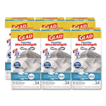 ForceFlex MaxStrength Tall Kitchen Drawstring Trash Bags, 13 gal, Fresh Clean Scent, 24 x 28, White, 34/Box, 6 Boxes/Carton