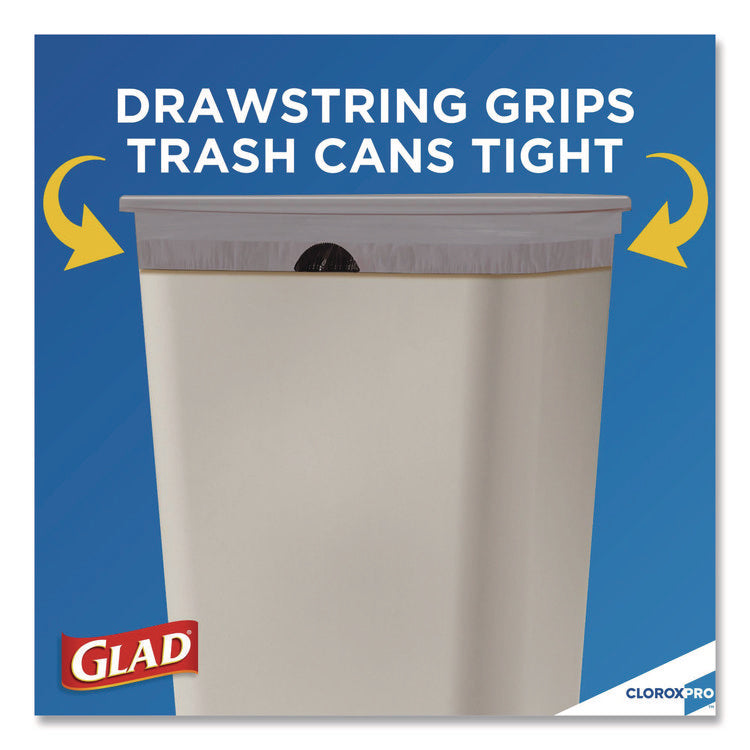 CloroxPro ForceFlex Tall Kitchen Drawstring Trash Bags, 13 gal, 23.75 x 24.88, Gray, 100/Box